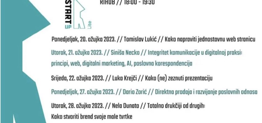 Besplatne radionice side-programa Startup Lite Grada Rijeke – Odjela za poduzetništvo